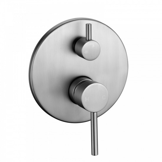 Euro Round Brushed Nickel Shower/Bath Mixer with Diverter Wall Mounted